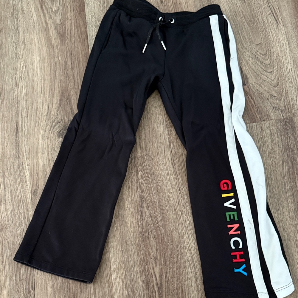 Givenchy kids Black Joggers with Multicolor Logo and White Stripe size 6